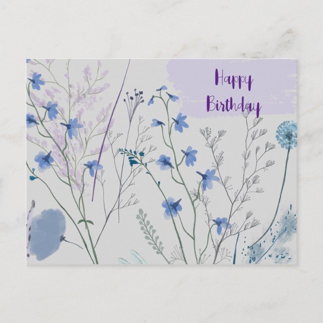 Postal Flores Silvestres Rústicas Boho Caprichosas Cumple (Anverso)