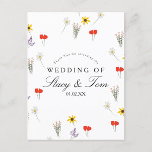 Postal Flores Silvestres Simples Agradecimiento de Boda D
