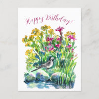 Flores silvestres y una motacilla