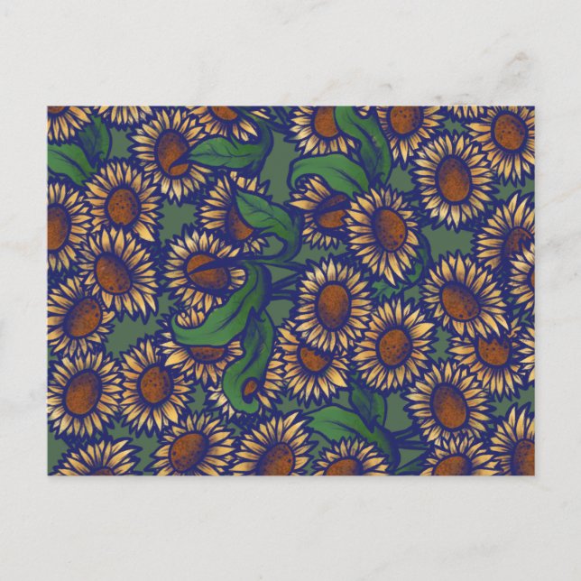 Postal Flores solares vintage (Anverso)