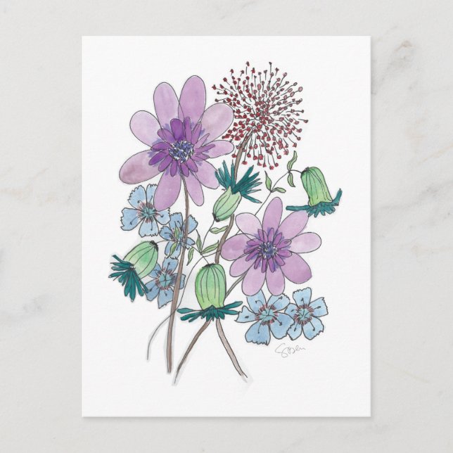 Postal ¡Flores también! (Anverso)