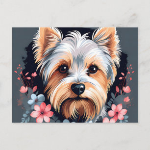 Postal Flores Terrier de Cute Dog Yorkshire
