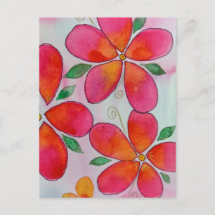 Postal FLORES TROPICALES en acuarelas