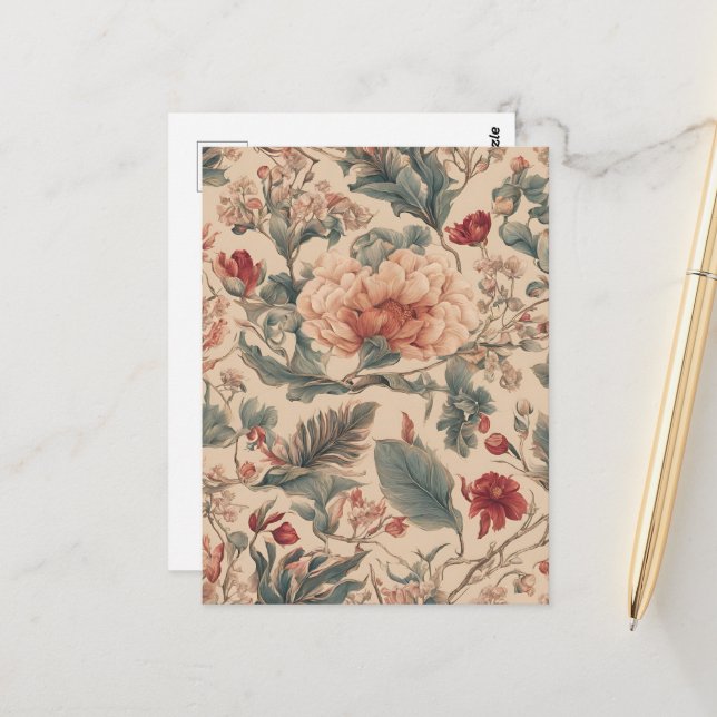 Postal Flores tropicales vintage (Anverso/Reverso In Situ)