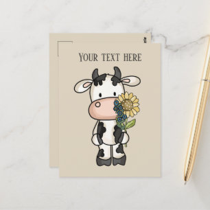 Postal Flores vacas cortas añaden mensaje