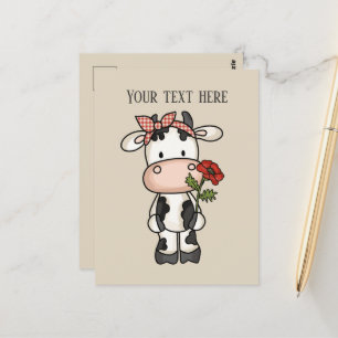 Postal Flores vacas cortas añaden mensaje