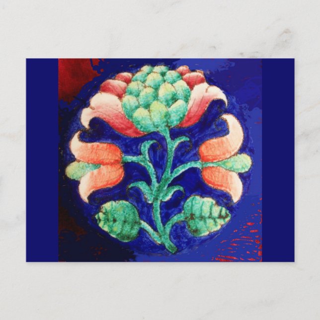 Postal FLORES, verde rosa azul (Anverso)