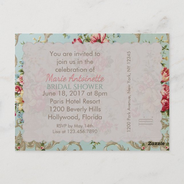 Postal Flores victorianas - Postcard / RSVP / Invitacione (Reverso)