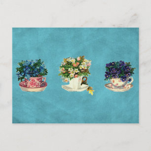 Postal Flores Vintage en Tazas