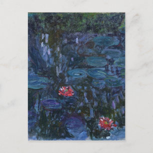 Postal flores vintage nenúfares reflejos monet arte