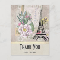 Flores Vintage, Torre Eiffel y Burlap Gracias