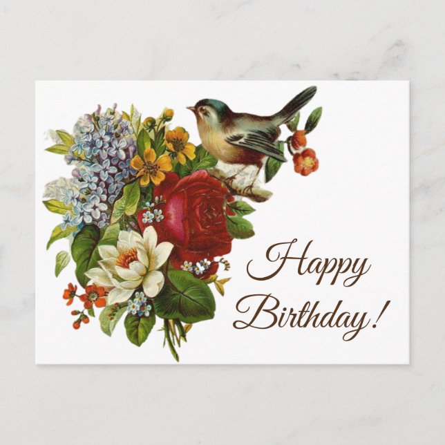 Postal Flores vírgenes vibrantes y cumpleaños feliz para  (Anverso)