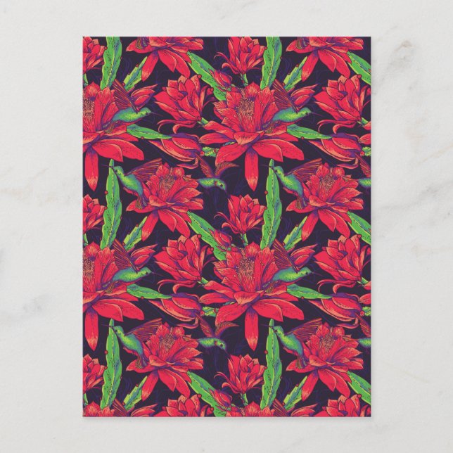 Postal Flores Y Amantes Hummingbirds (Anverso)