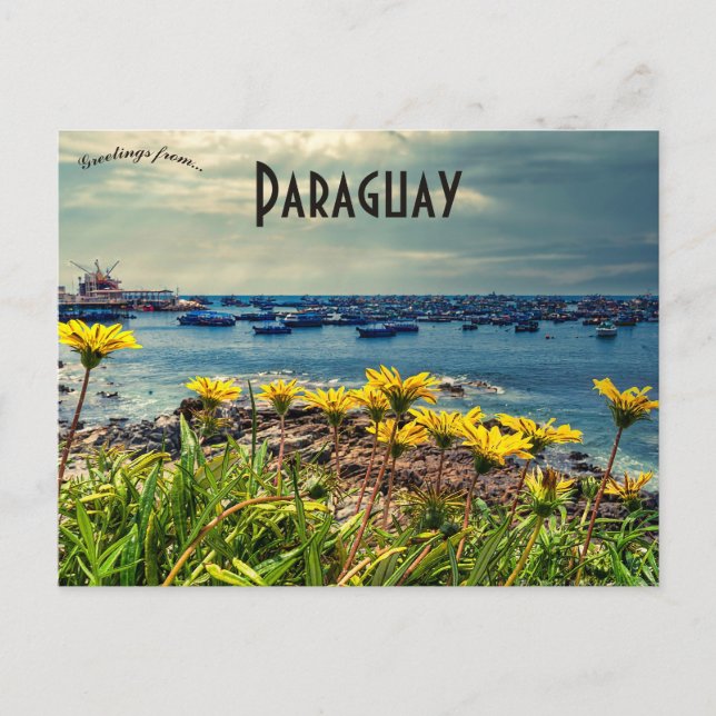 Postal Flores y barcos en Paraguay (Anverso)
