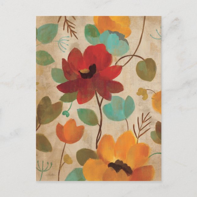 Postal Flores y brotes de colores (Anverso)