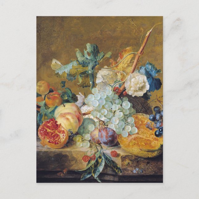 Postal Flores y fruta (Anverso)