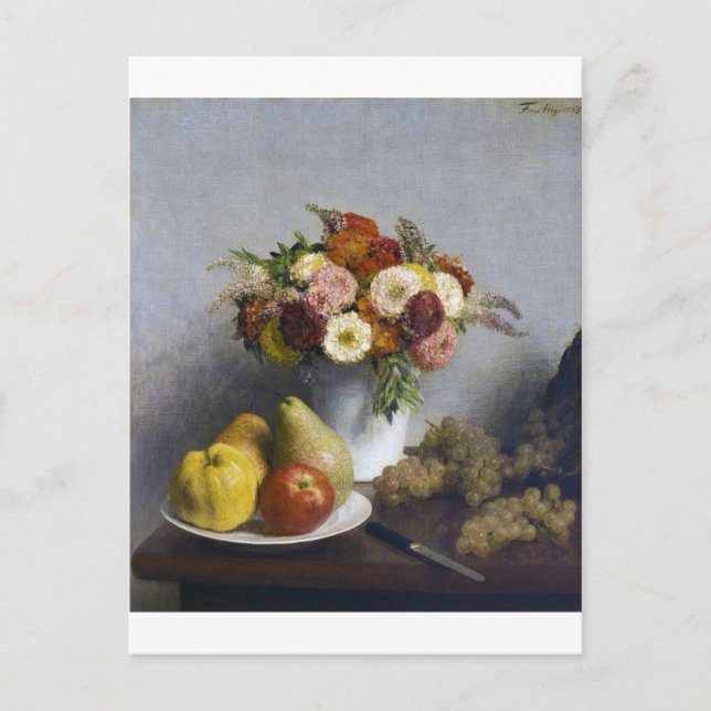 Postal Flores y fruta, Henri Fantin-Latour (Anverso)