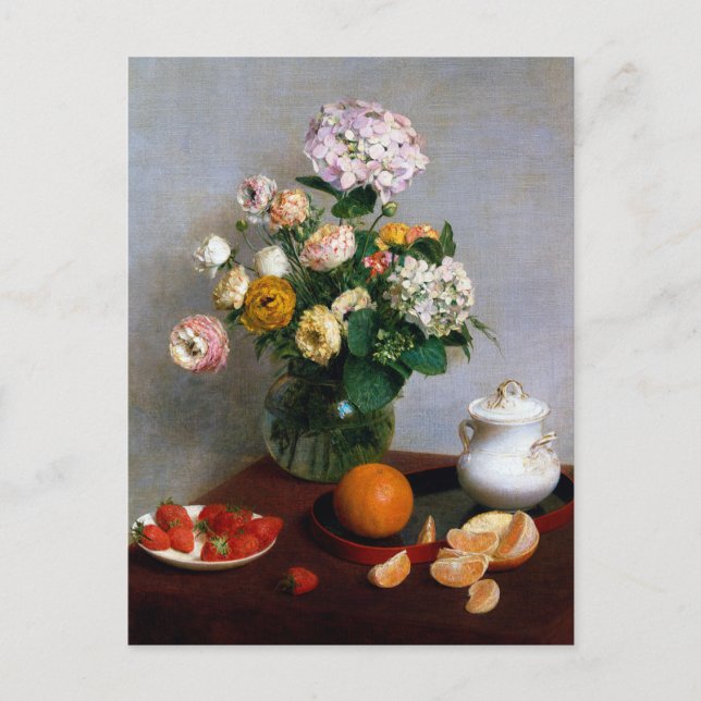 Postal Flores y fruta, Henri Fantin-Latour (Anverso)