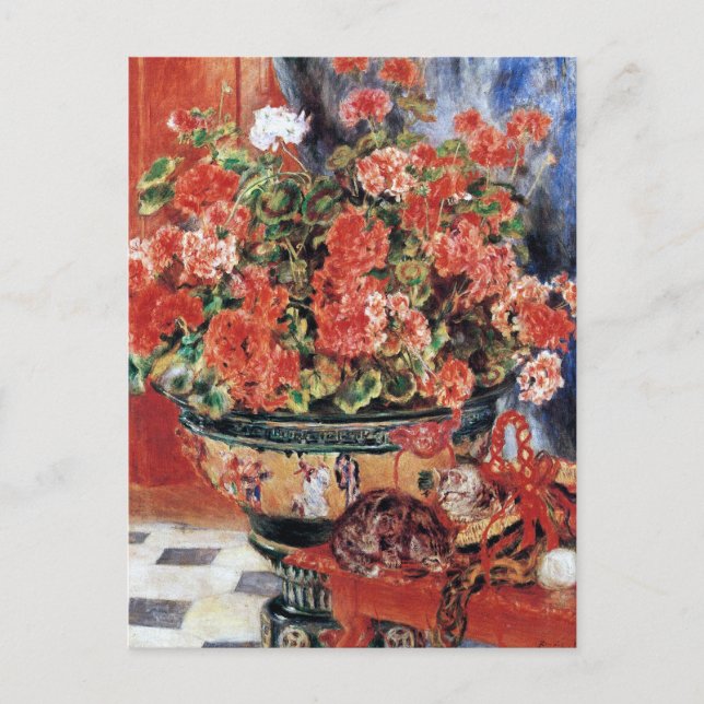 Postal Flores y gatos - Arte impresionista - Renoir (Anverso)