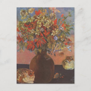 Postal Flores y gatos - Paul Gauguin