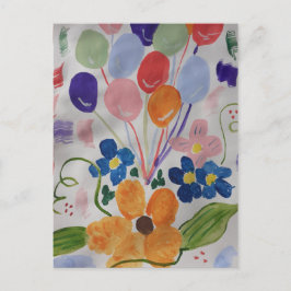 Postal Flores y globos