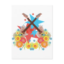 Flores y guitarras rosas