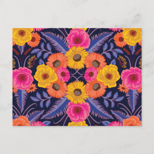 Postal Flores y helechos vibrantes