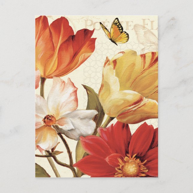 Postal Flores y mariposas (Anverso)
