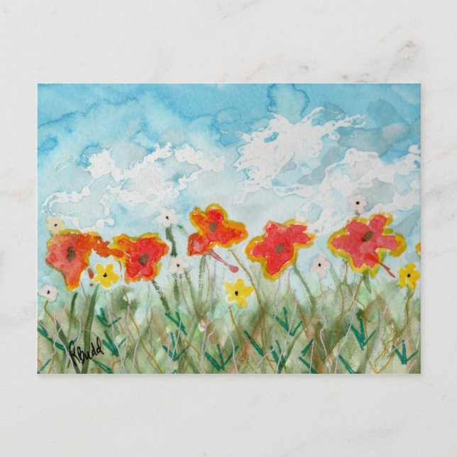 Postal Flores y nubes brillantes de primavera (Anverso)