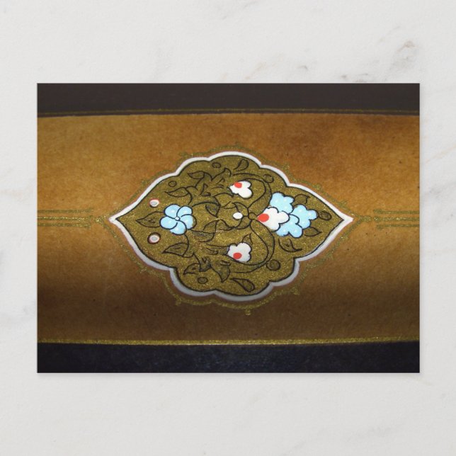 Postal Flores y ornamentos caligráficos (Anverso)