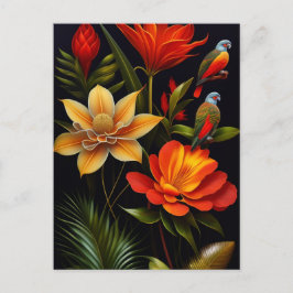 Postal Flores y pájaros tropicales | Haeckel moderno