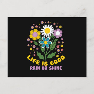 Postal flores y palabras la vida es buena o brillante
