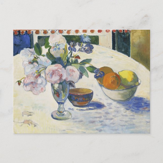 Postal Flores y un bol de frutas | Paul Gauguin (Anverso)