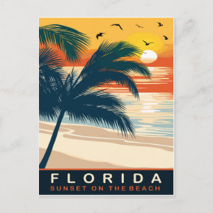 Postal Florida, Atardecer en la Playa, Viaje