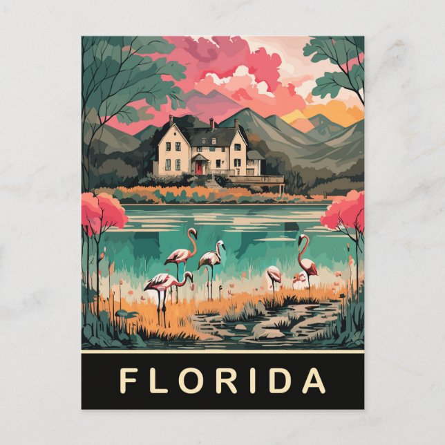 Postal Florida, aves en la costa, viajes acuarelas (Anverso)