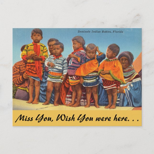 Postal Florida, bebés seminolinos (Anverso)