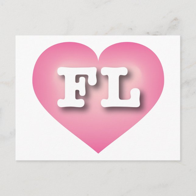 Postal Florida Corazón Rosa - Amo FL (Anverso)