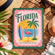 Florida El Estado del Sol Flamenco de Playa Vintag
