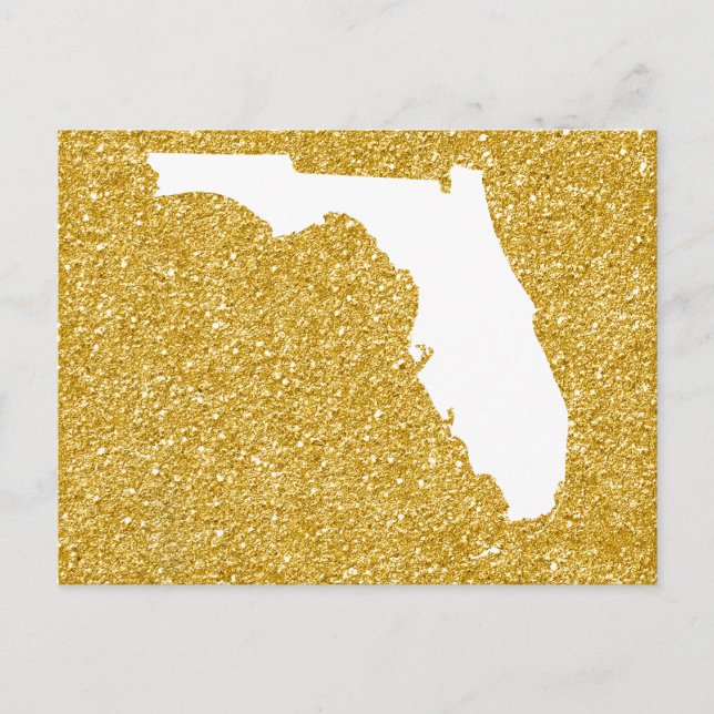 Postal Florida en brillo blanco y dorado (Anverso)