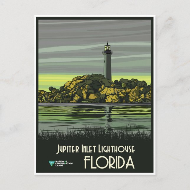 Postal Florida, faro de la entrada de Júpiter, (Anverso)