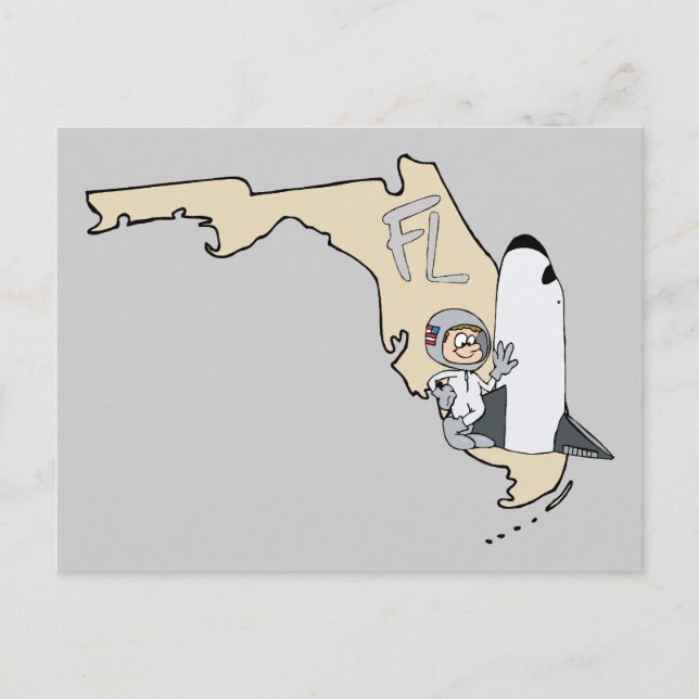 Postal Florida FL Map & Space Shuttle Personalizado Art M (Anverso)