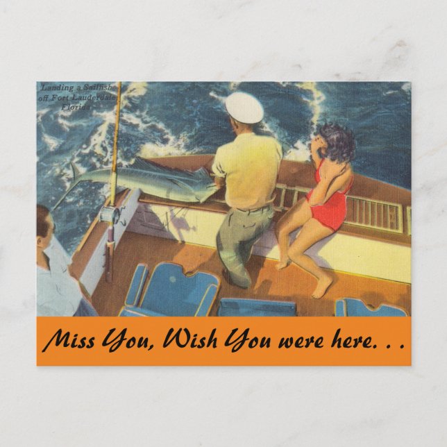 Postal Florida, Ft. Lauderdale, pesca de vela (Anverso)