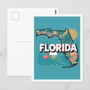 Postal Florida Retro Travel Design Icónico Estados Unidos