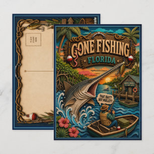 Postal Florida Se Fue a Pescar Longnose Gar