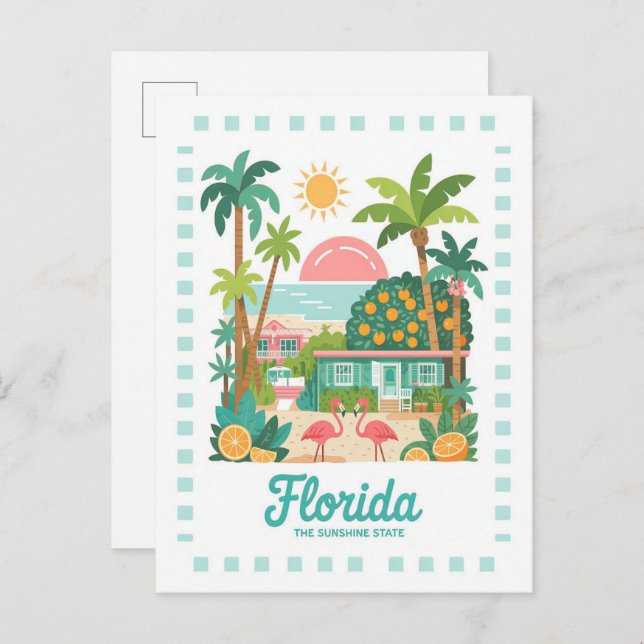 Postal Florida Sunshine State USA Viaje de verano (Anverso / Reverso)