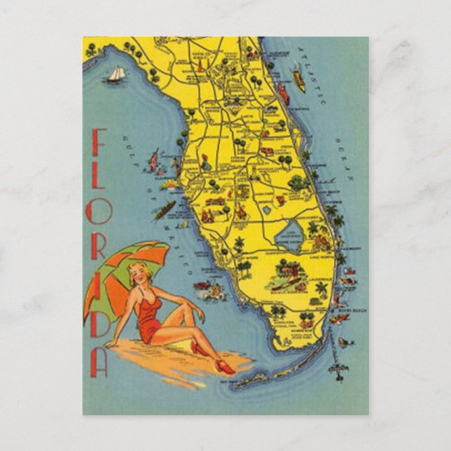 Postal Florida Vintage, Estados Unidos - (Anverso)