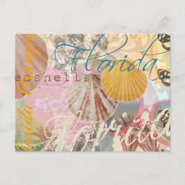 Postal Florida Vintage Travel Beach Seashell Shell Art