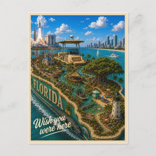 Postal Florida | Wish You Were Here | Serie del Estado (Anverso)