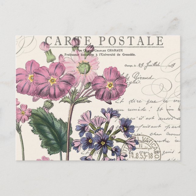 Postal florido francés vintage moderno (Anverso)