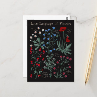 Postal Floriografía Lengua de amor de flores botánica